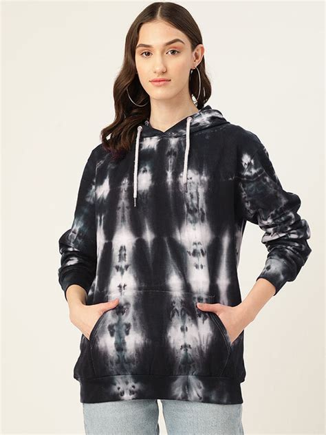 Women Black Tie And Dye Hoodie – Jaipurhues.com