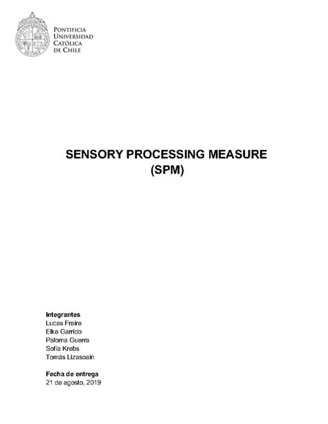 Sensory Processing Measure 2020 - r SENSORY PROCESSING MEASURE (SPM ...