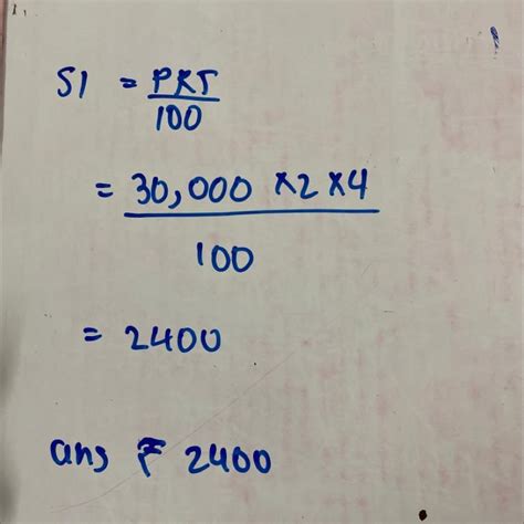 The simple interest on Rs. 30000 for 2 years at 4% per annum is ...