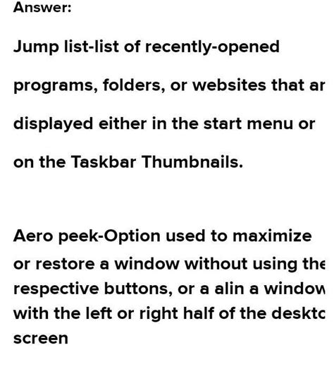 How is jump lists different from aero peak - Brainly.in