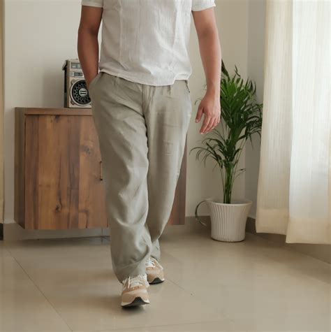 Olive Green - Pure Linen Loose Pants – MEC PRIMO