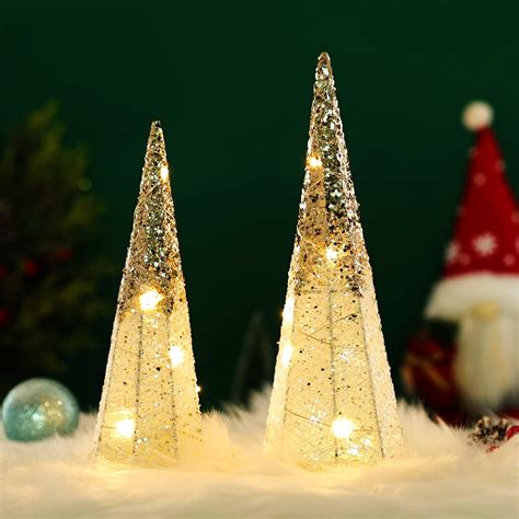 Amazon.com: Anycosy Set of 3 Lighted Christmas Cone Trees with 110 Warm ...