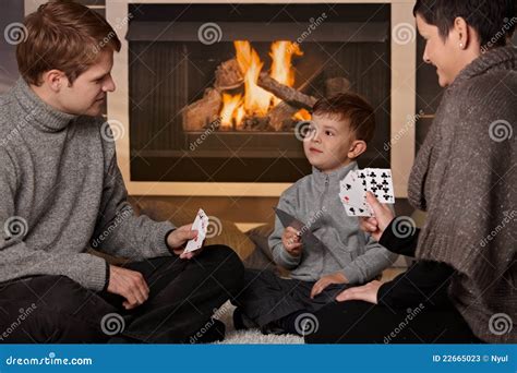 Young Family Playing Card Game Stock Image - Image of house, children ...