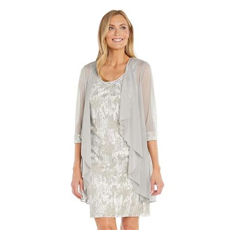 Women's R&M Richards 2-Piece Matte Jersey Chiffon Knit Jacket & Dress Set