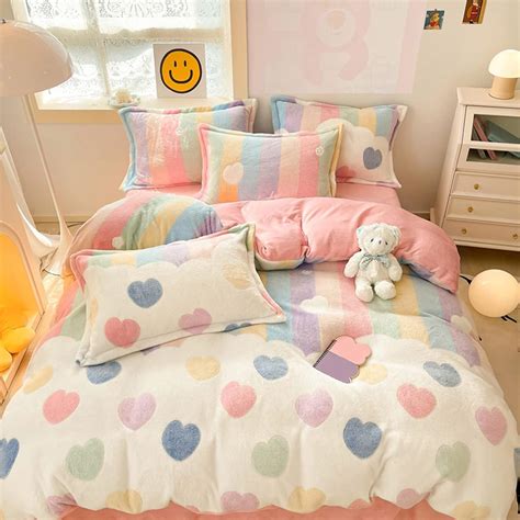 Amazon.com: MorroMorn Pink Duvet Cover Queen, Rainbow Bedding Sets ...