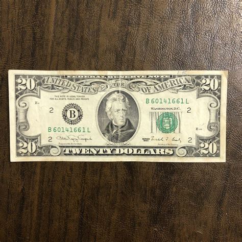 1990 US $20 Dollar Bill Federal Reserve Note Serial # has Triple 6's ...