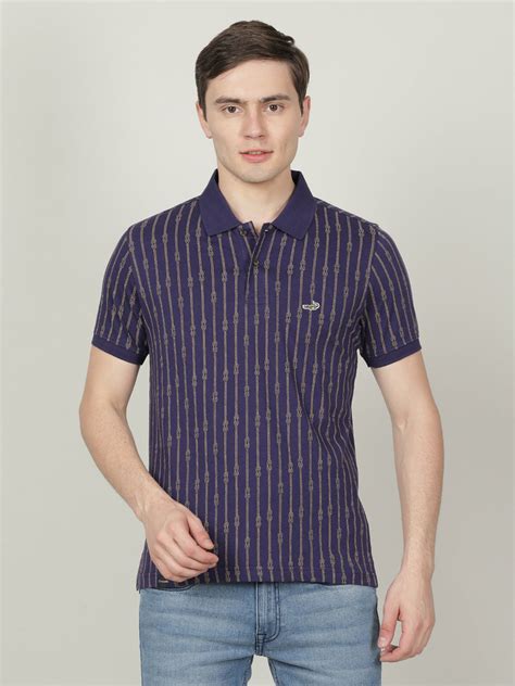 Buy Casual Royal Blue Printed Polo T-Shirt – Crocodile