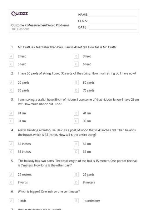 50+ Measurement Word Problems worksheets for 3rd Class on Quizizz ...