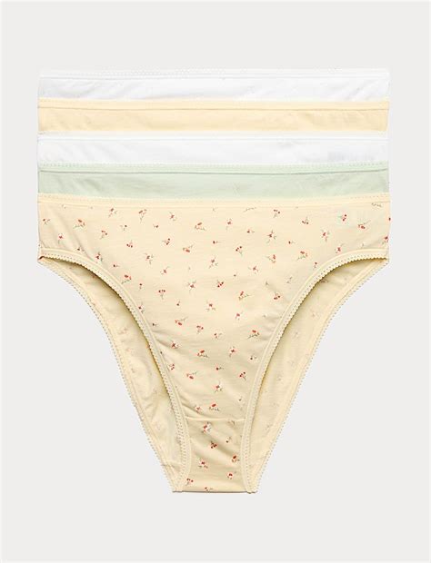 Buy 5pk Pure Cotton High Leg Knickers at Marks & Spencer
