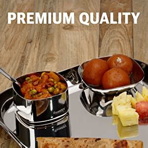 Sumeet Square Stainless Steel Heavy Gauge Mirror Finish Dinner set of 5 ...