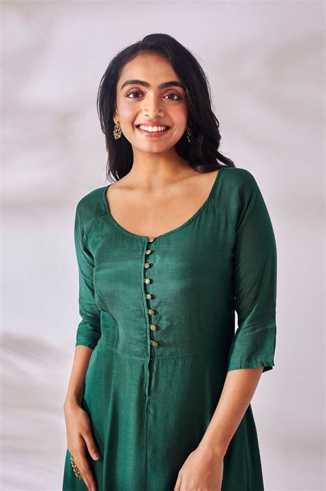 Green and Indigo Fit & Flare Dress – Gulaal