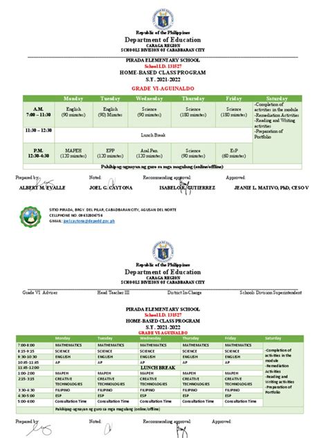 Image result for Sample Class Program for New Normal Grade 6