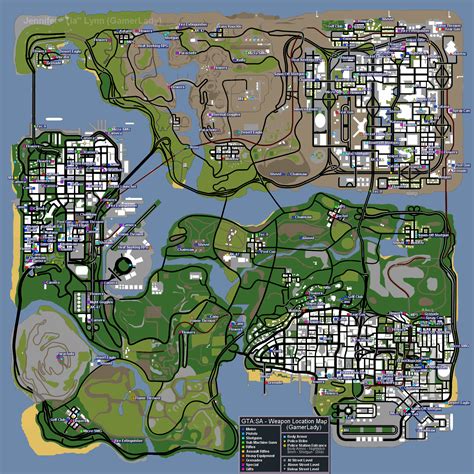 Grand Theft Auto: San Andreas Item/Weapon Location Map Map for ...