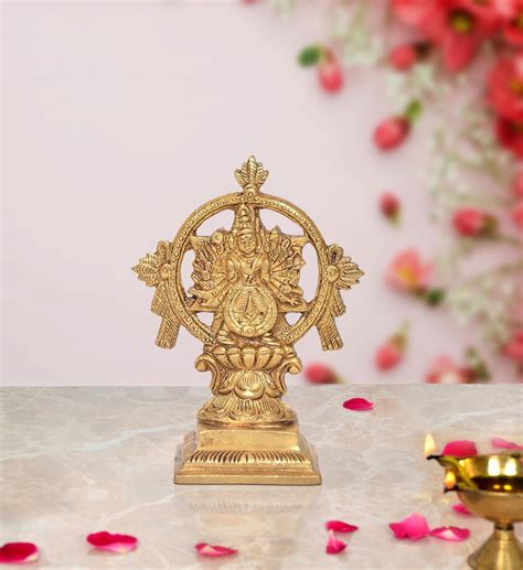 Brass Sudarshana Vishnu Statue with Yoga Narasimha on Reverse for Home ...