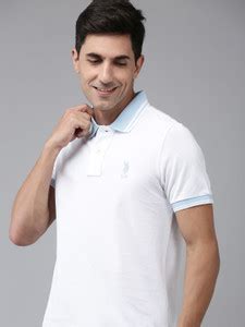 U.S. POLO ASSN. Solid Men Polo Neck White T-Shirt - Buy U.S. POLO ASSN ...