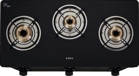 Elica Vetro Glass Top 3 Burner Gas Stove with Double Drip Tray (773 CT ...