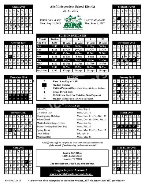 Alief District Calendar - Printable Calendars AT A GLANCE