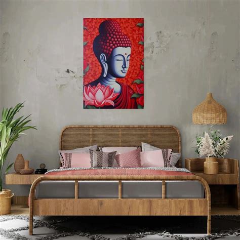 Zen and the Art of Mindfulness - Red Zen Buddha Wall Art – Zenartbliss