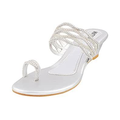 Buy Walkway Women Silver Synthetic Sandals (35-3282) at Amazon.in