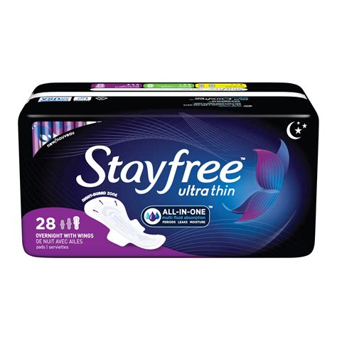 Stayfree Ultra Thin, Overnight Pads with Wings, Unscented, 28 Ct ...