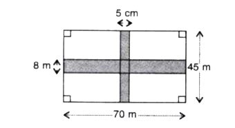The adjoining figure shows a rectangular field 70m long and 45 m wide ...