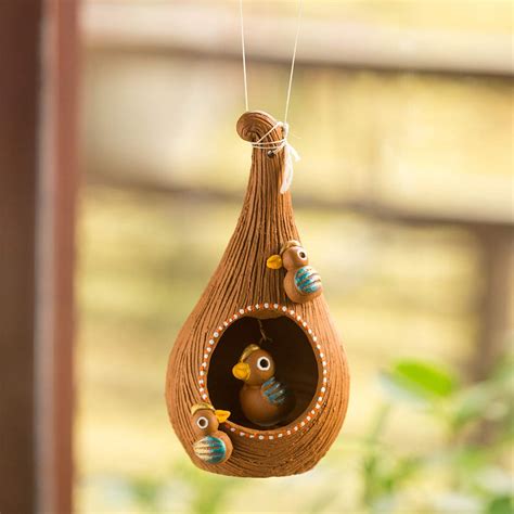 ExclusiveLane 'Cuckoo in a Nest' Hand-Painted Bird Feeder Balcony and ...
