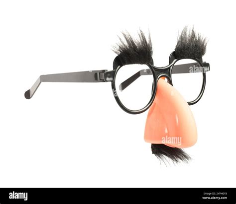 Funny eyeglasses with fake nose, mustache and eyebrows isolated on ...