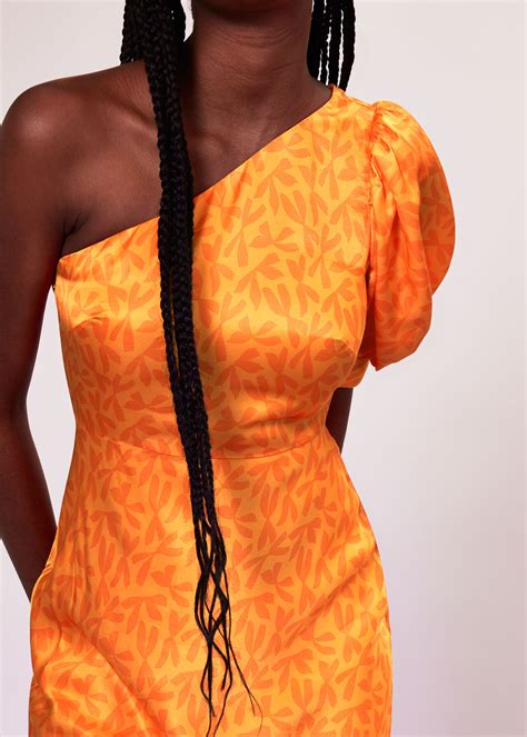 Orange/Multi One Shoulder Sally Dress | WHISTLES | Whistles UK