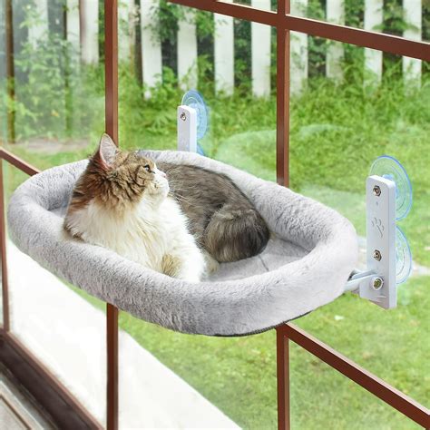 TETOU Cordless Cat Window Perch, Foldable Cat Beds Cat Hammock with 4 ...