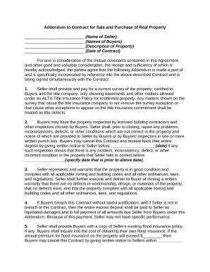 Addendum to Real Property Sale Contract - Blank Fillable Template ...