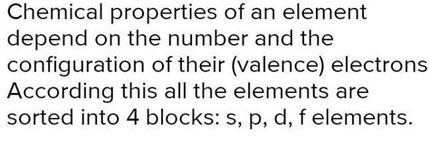 The chemical properties of an element depend upon A) the number of ...