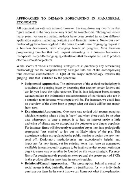 Approaches TO Demand Forecasting IN Managerial Economics - APPROACHES ...
