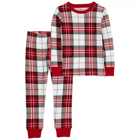 Toddler Boy Carter's 2-Piece Plaid Top & Pants Snug Fit Pajama Set