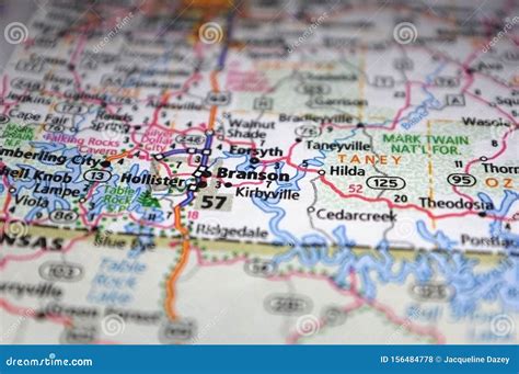 Extreme Close-up of Branson, Missouri in a Map Stock Photo - Image of ...