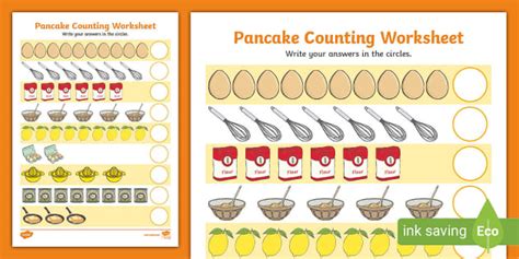 Pancake Day Counting Worksheet | Maths | Twinkl | EYFS