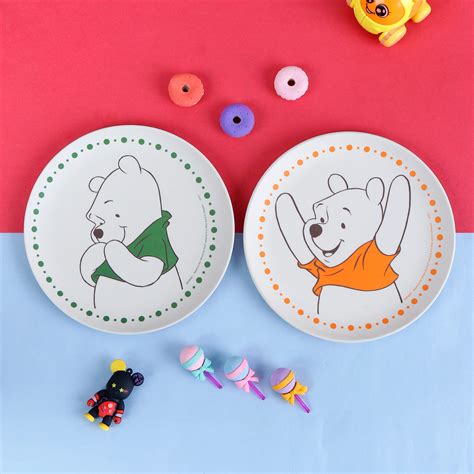 Winnie - The- Poooh Kids Plate- Set of 2- Multi color – The Bamboo Co