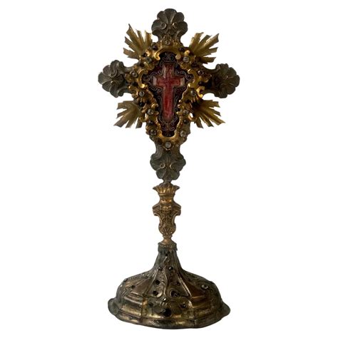 Italian Baroque 18th Century Rock Crystal True Cross Reliquary Relic ...