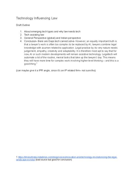 Technology Influencing Law - Technology Influencing Law Draft Outline ...