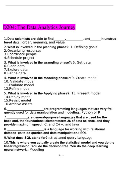 D204: The Data Analytics Journey; WGU Masters of Data Analytics Exam ...
