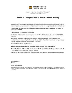 Fillable Online Changed date Notice of meeting INCL Proxy Form.doc Fax ...