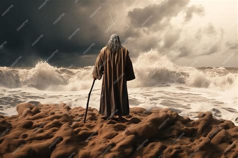 Premium Photo | Moses breeds the sea biblical figure leader and ...