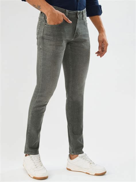 Men Olive Green Slim Fit Low Rise Jeans