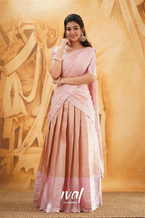 Izhaiyini - Pastel Pink Banarasi Tissue Halfsaree – Ivalinmabia
