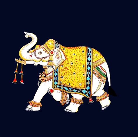 Buy Pichwai Painting of Elephant, Large Traditional Indian Pichwai ...