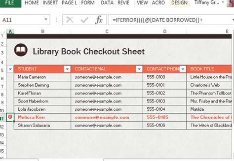 Image result for Library Book Check Out in Excel