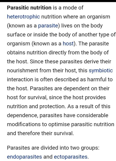 EXPLAIN THE PARASITIC MODE OF NUTRITION WITH 2 EXAMPLES. - Brainly.in