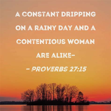 Proverbs 27:15 A constant dripping on a rainy day and a contentious ...