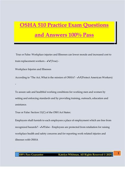 OSHA 510 Practice Exam Questions and Answers 100% Pass - OSHA 510 ...