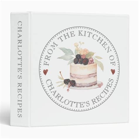 Baker Personalized Watercolor Dessert Recipe 3 Ring Binder | Zazzle ...
