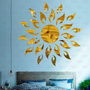 BEST DECOR 90 cm Sun Flame Gold(Pack Of 25)15 Self Adhesive Sticker ...
